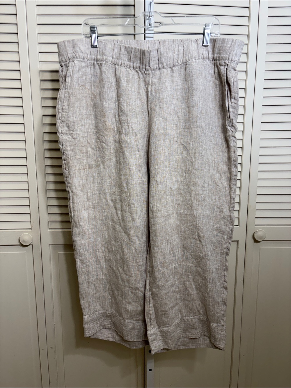 NWT J. Jill Linen Cropped Pants in Light Beige Size XL Petite